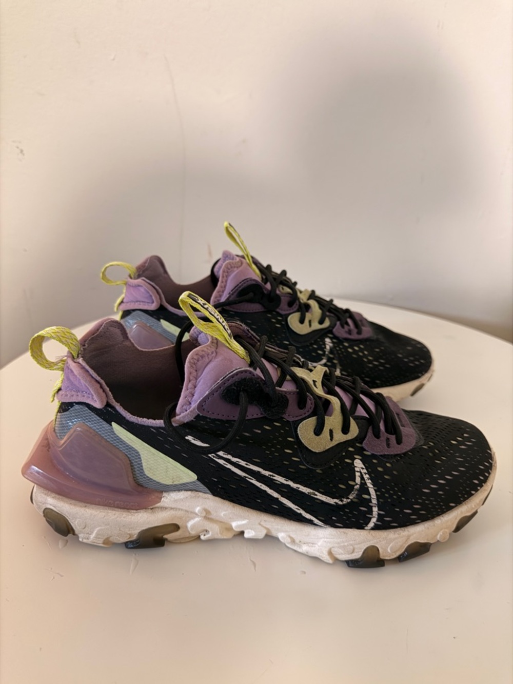Nike Men’s Sneakers Black with Purple and Lime Accents